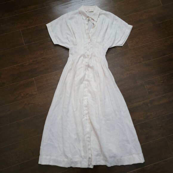 Anthropologie The Tobie Linen Shirt Dress Womens S Midi Vintage Charming Basic - Picture 2 of 8